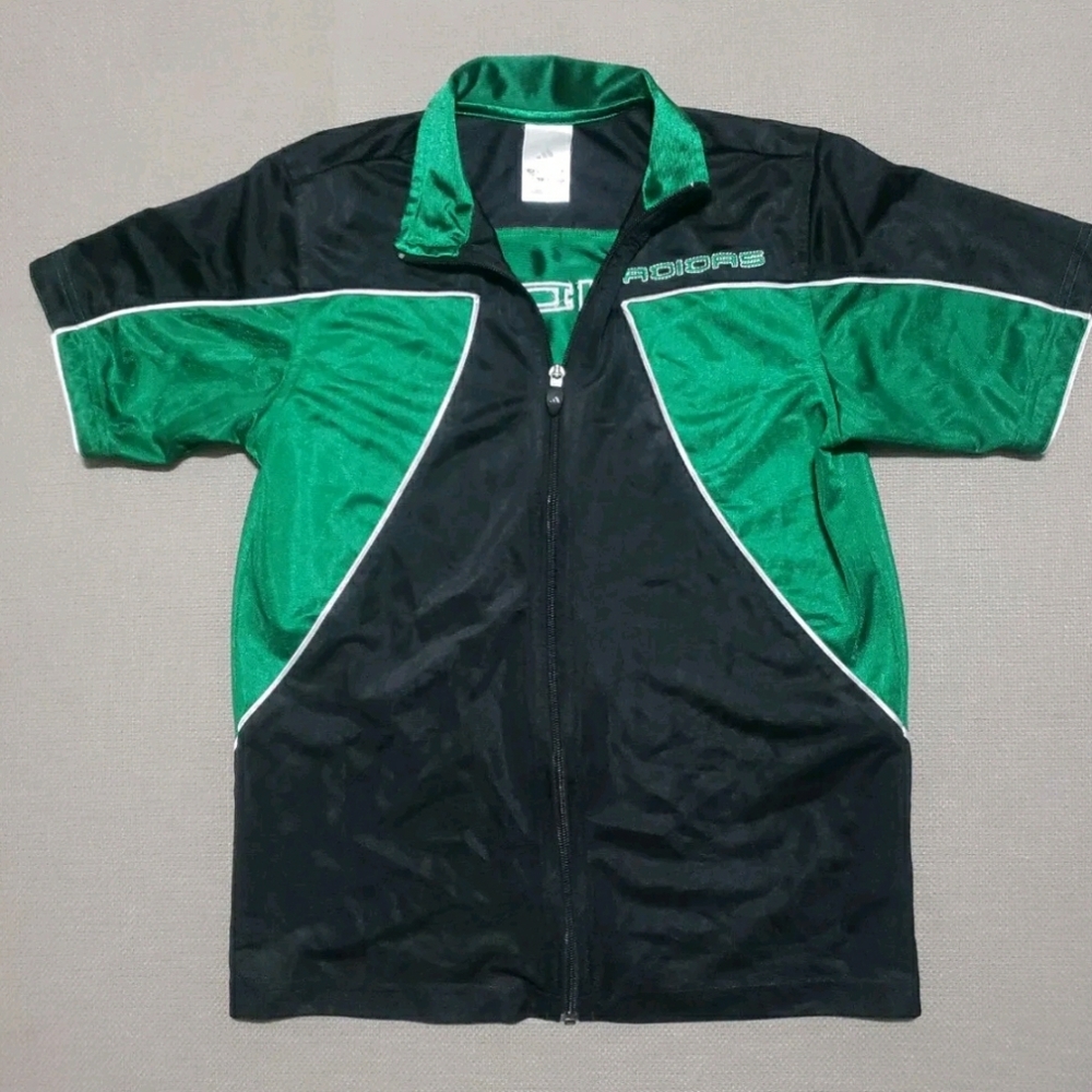 Adidas Cycling Jersey Adult Meduim Medium Black Green Full Zip Polyester.